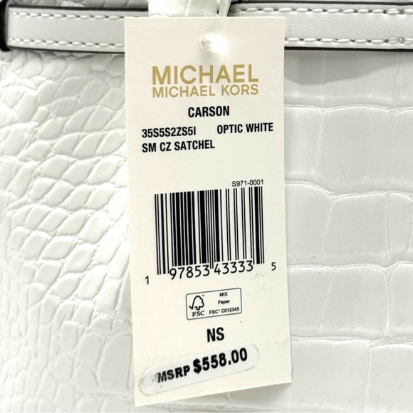 Michael Kors Carson Small Crocodile Embossed Satchel Bag
Optic White - Picture 10 of 10